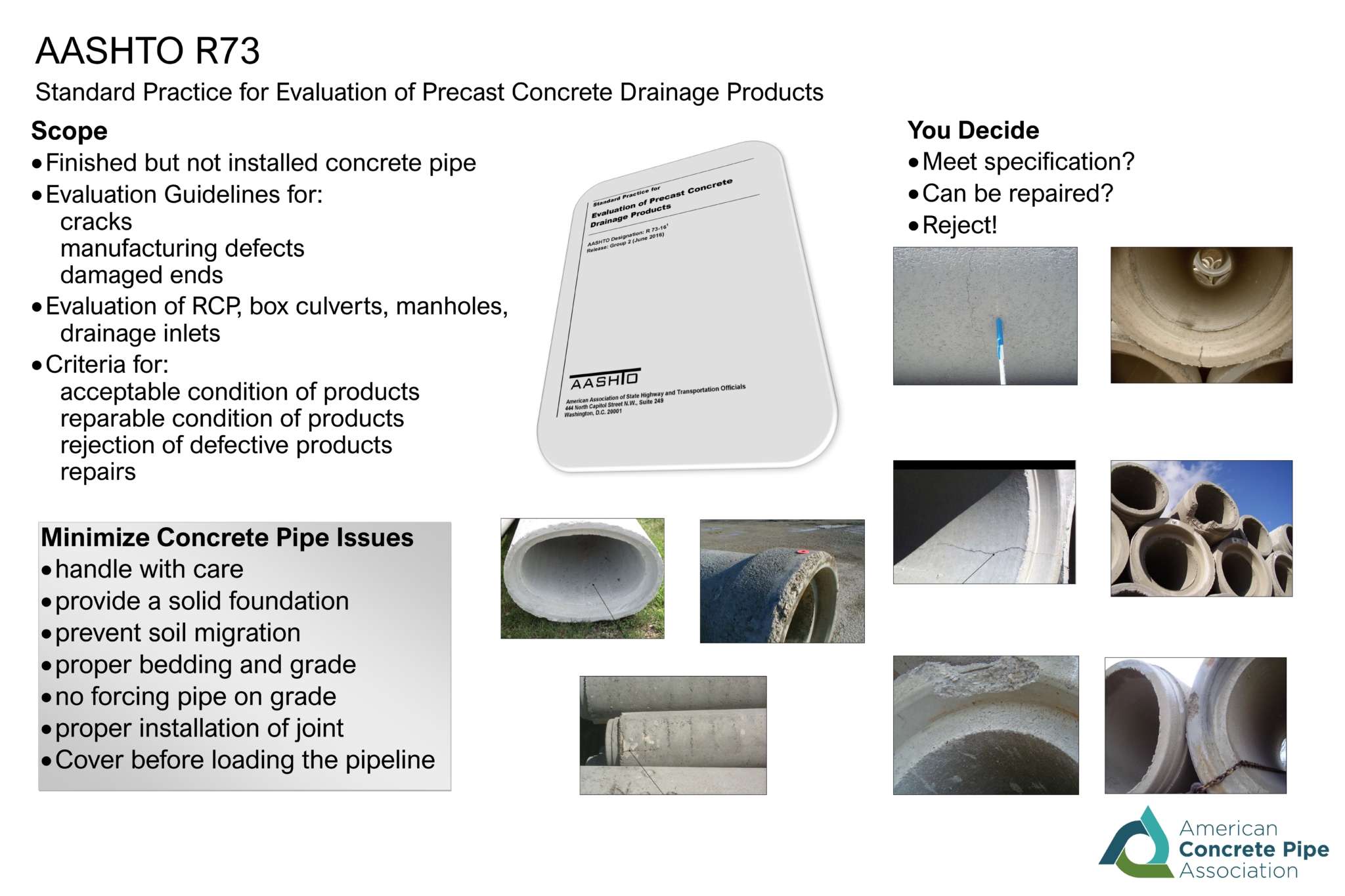 AASHTO R73 Poster Session 2023 ACPA Pipe School