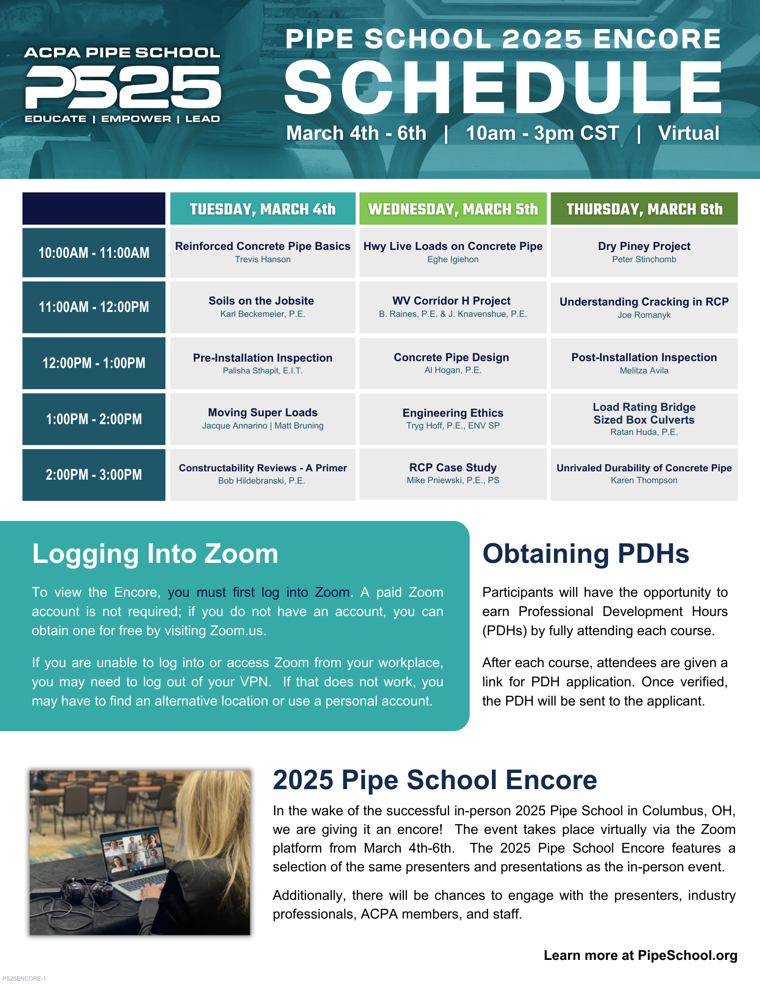 PS25 Encore Schedule